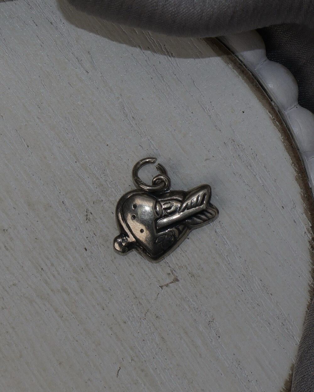 Vintage Sterling Silver Puffy Heart Charm 1.2G / 0.7in